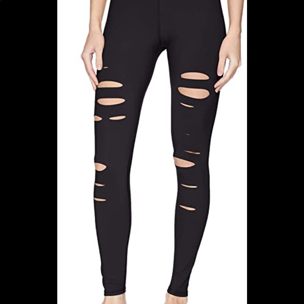 Alo Yoga Black High Waisted Ripped Warrior Legging Xs